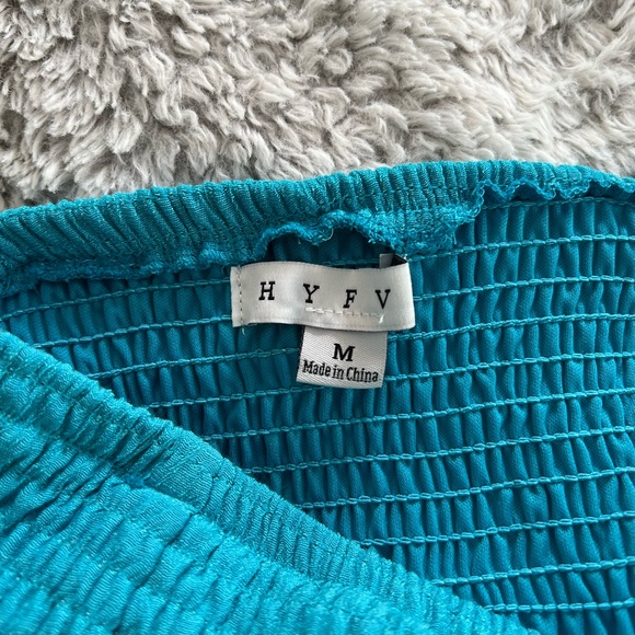 Blue Strapless Ruffle Maxi Dress - Picture 4 of 6